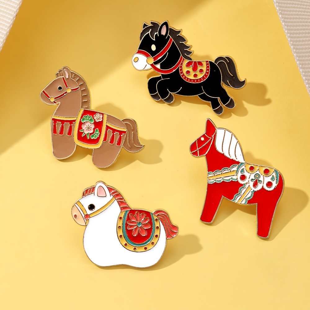 Vintage Horse Enamel Brooch, Cute National Style Accessory
